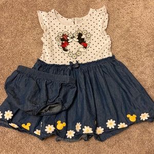 Girls Minnie & Mickey dress and bloomer set